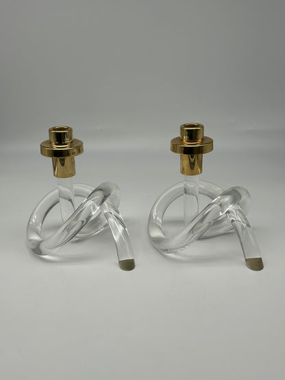 Ensemble de 2 bougeoirs  « Pretzel », Elaine Bscheider, Dorothy Thorpe, 40s