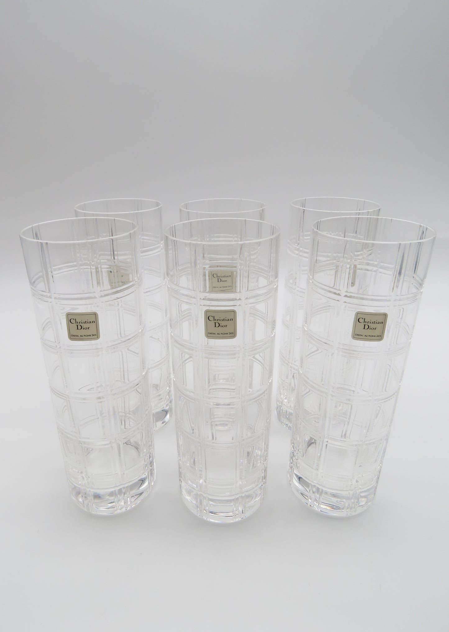 Verres long drink Cristal DIOR série Ecosse, 70-80s