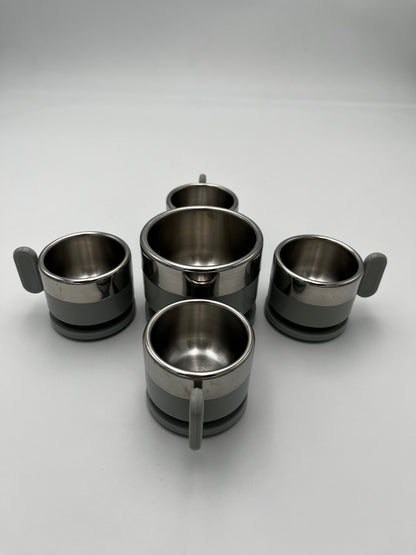 Tasses à café grises, Morinox, Italie, 70s