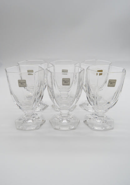 Verres à Whisky sur pieds en cristal, DIOR série Montaigne, 70s