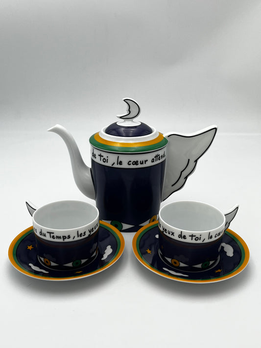 Set à Café "Les ailes du temps", Ancienne Manufacture royale, J-C de Castelbajac, 1995