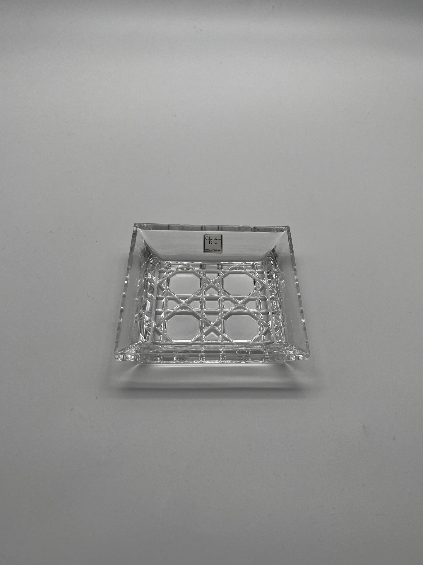 Cendrier carré en cristal, Cannage, DIOR, 80s