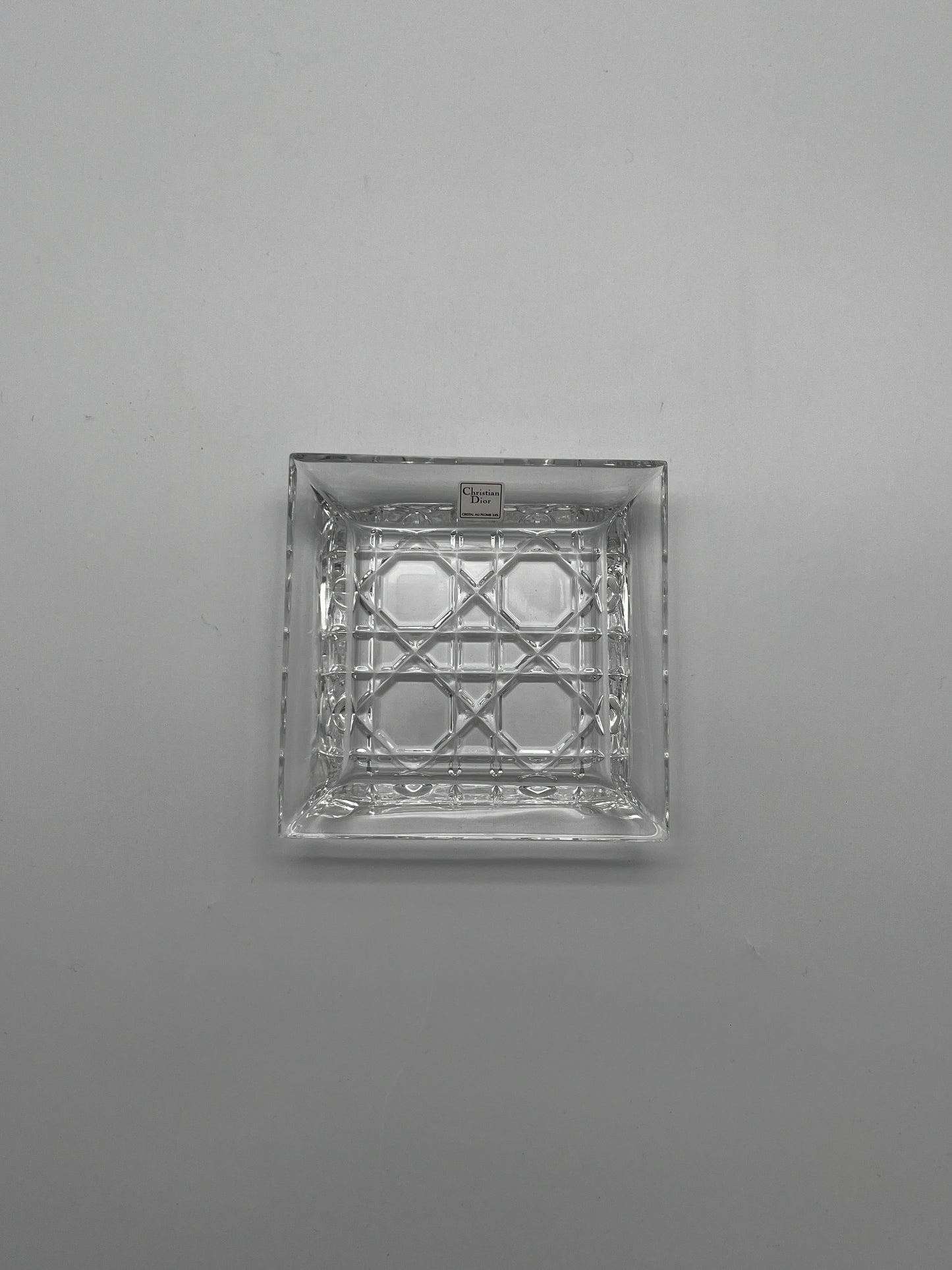 Cendrier carré en cristal, Cannage, DIOR, 80s