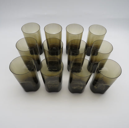 Ensemble de verres à eau, verre de murano fumé, 70s