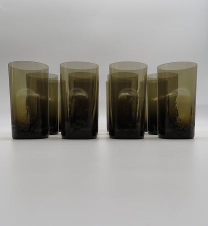 Ensemble de verres à eau, verre de murano fumé, 70s