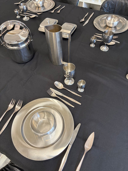 Set d'assiettes en acier poli, Stelton, Denmark, 70s