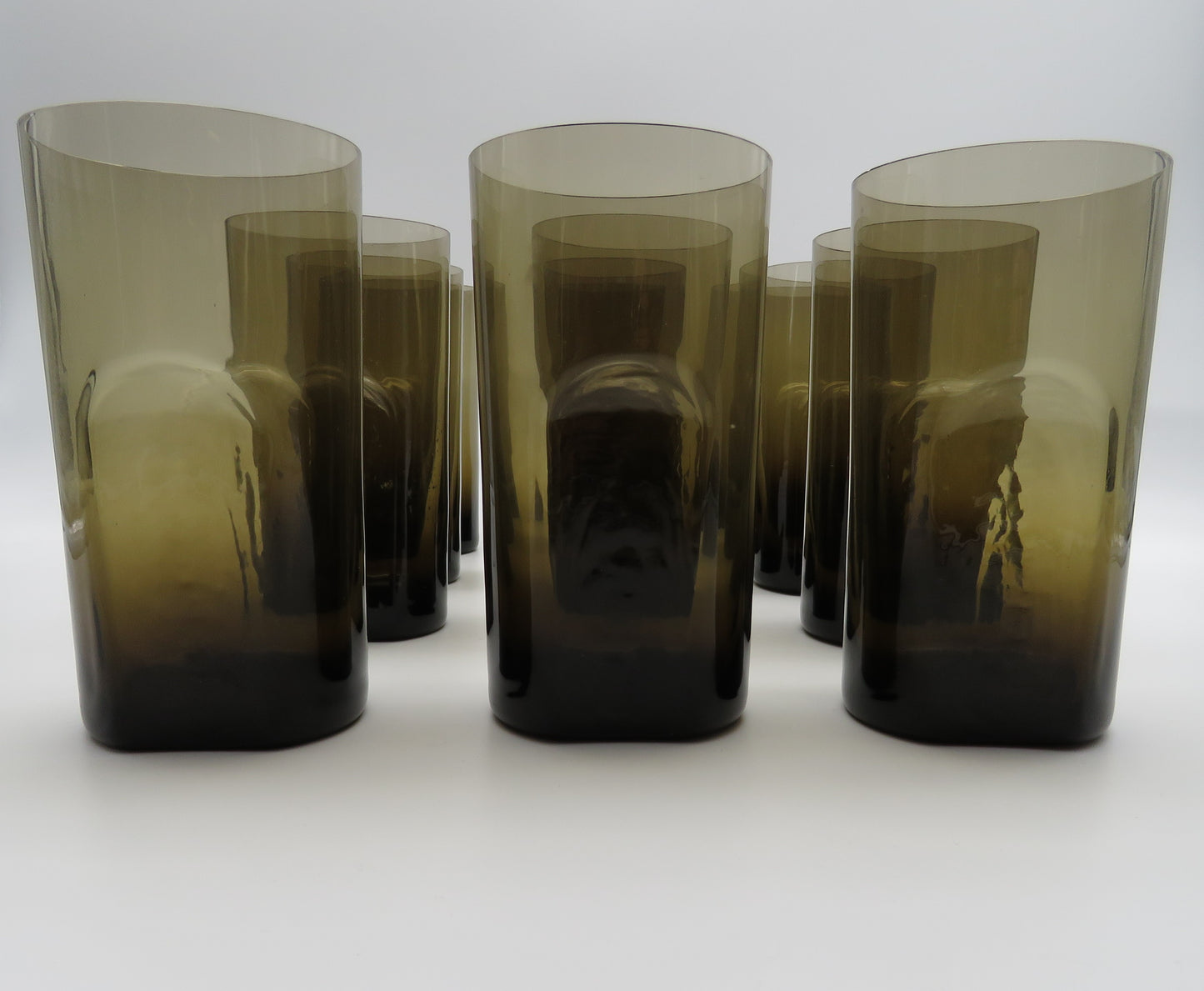 Ensemble de verres à eau, verre de murano fumé, 70s