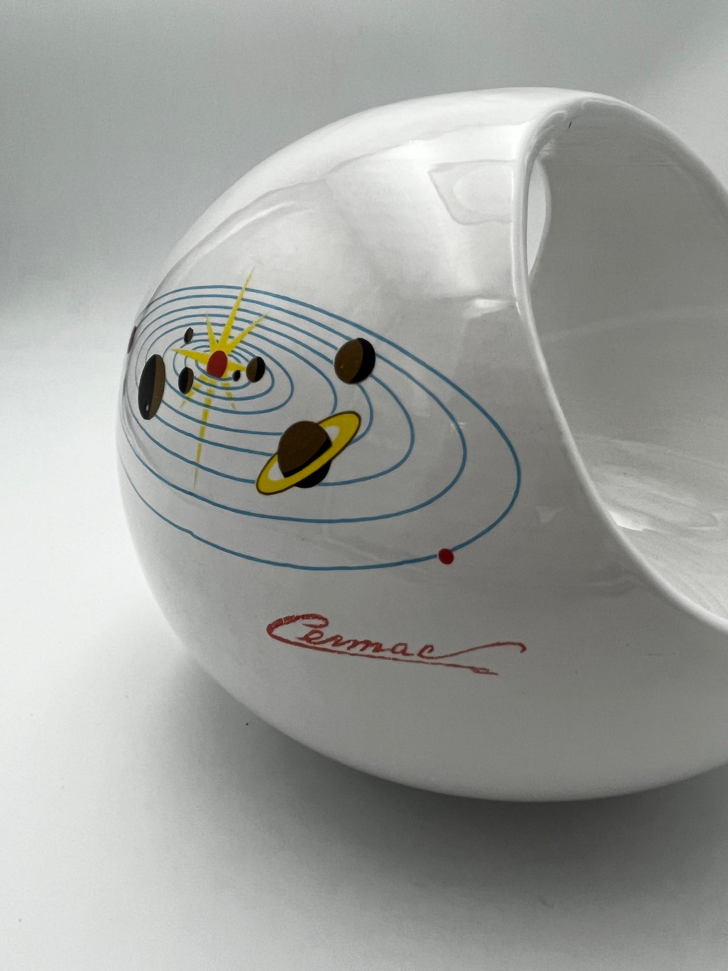Centre de table et coupe à fruits céramique Planètes, Cermac, Italie, 60s