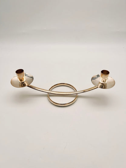 Bougeoir moderniste en métal argenté Ercuis