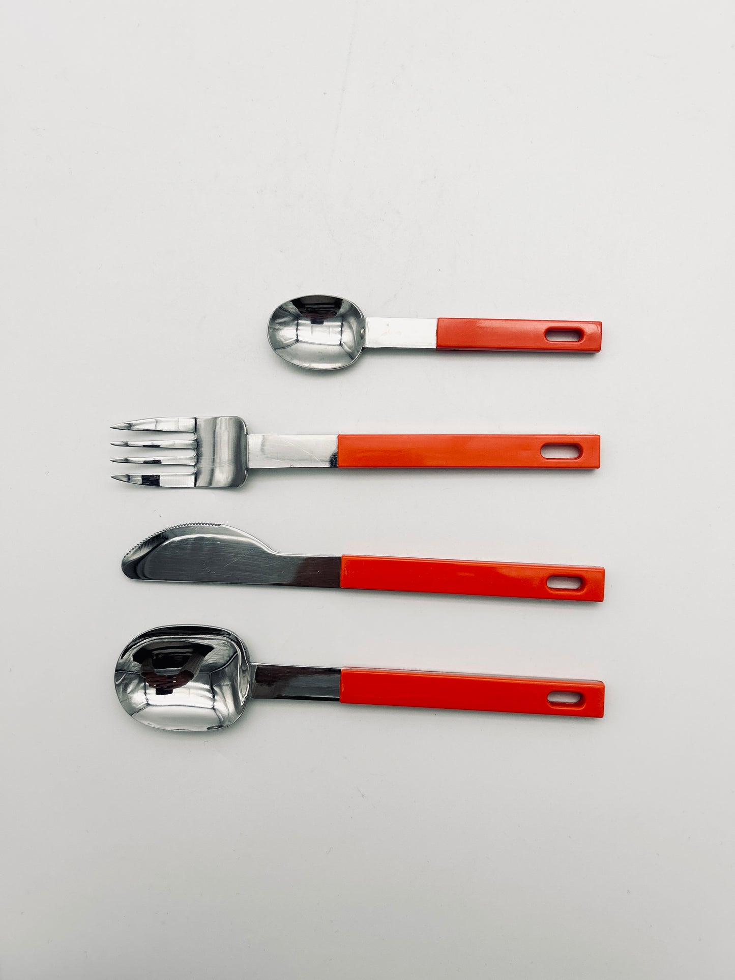 Set de couverts suspendus orange Abert, Italie, 70s