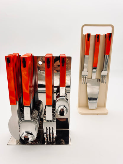 Set de couverts suspendus orange Abert, Italie, 70s
