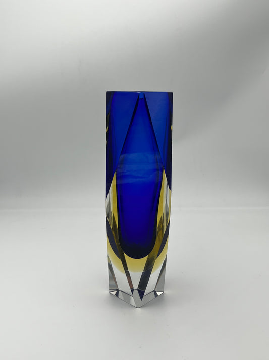 Vase bleu sommerso, verre de Murano, Vincenzo Nason Italie, 70s