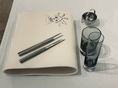 Assiette de présentation, motif Alien ou Avatar, Atelier Sinicropi, 2013