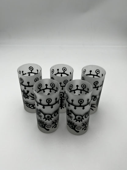 Verres à eau, verre dépoli, Hervé Di Rosa, France, 90s