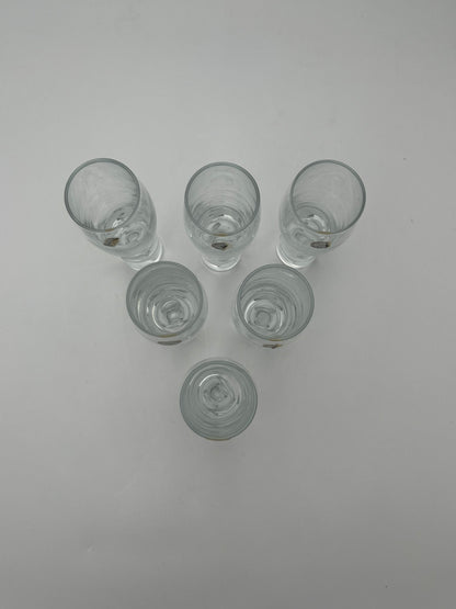 Verres modernistes vintage, cristal, VAV, Allemagne, 70s
