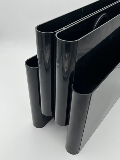Porte-revues noir 4 compartiments, Kartell, Giotto Stoppino, 70s