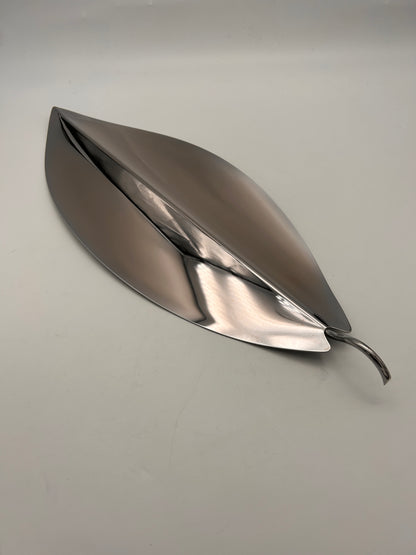 Centre de table feuille, PALMA, métal argenté, Lino Sabattini, 70s