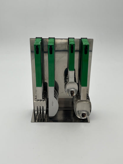 Set Couverts suspendus vert space age, Abert, Italie 70s