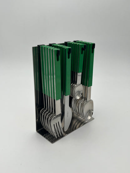 Set Couverts suspendus vert space age, Abert, Italie 70s