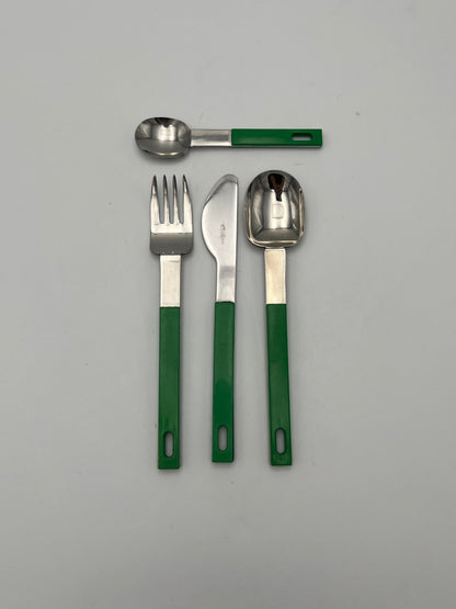 Set Couverts suspendus vert space age, Abert, Italie 70s