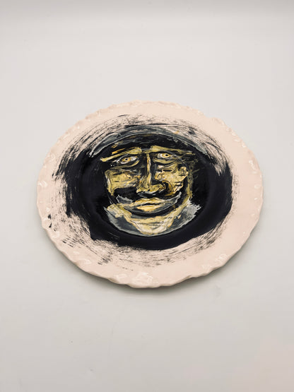 Plat de présentation, motif visage,  E=X2,  Sinicropi, 2016