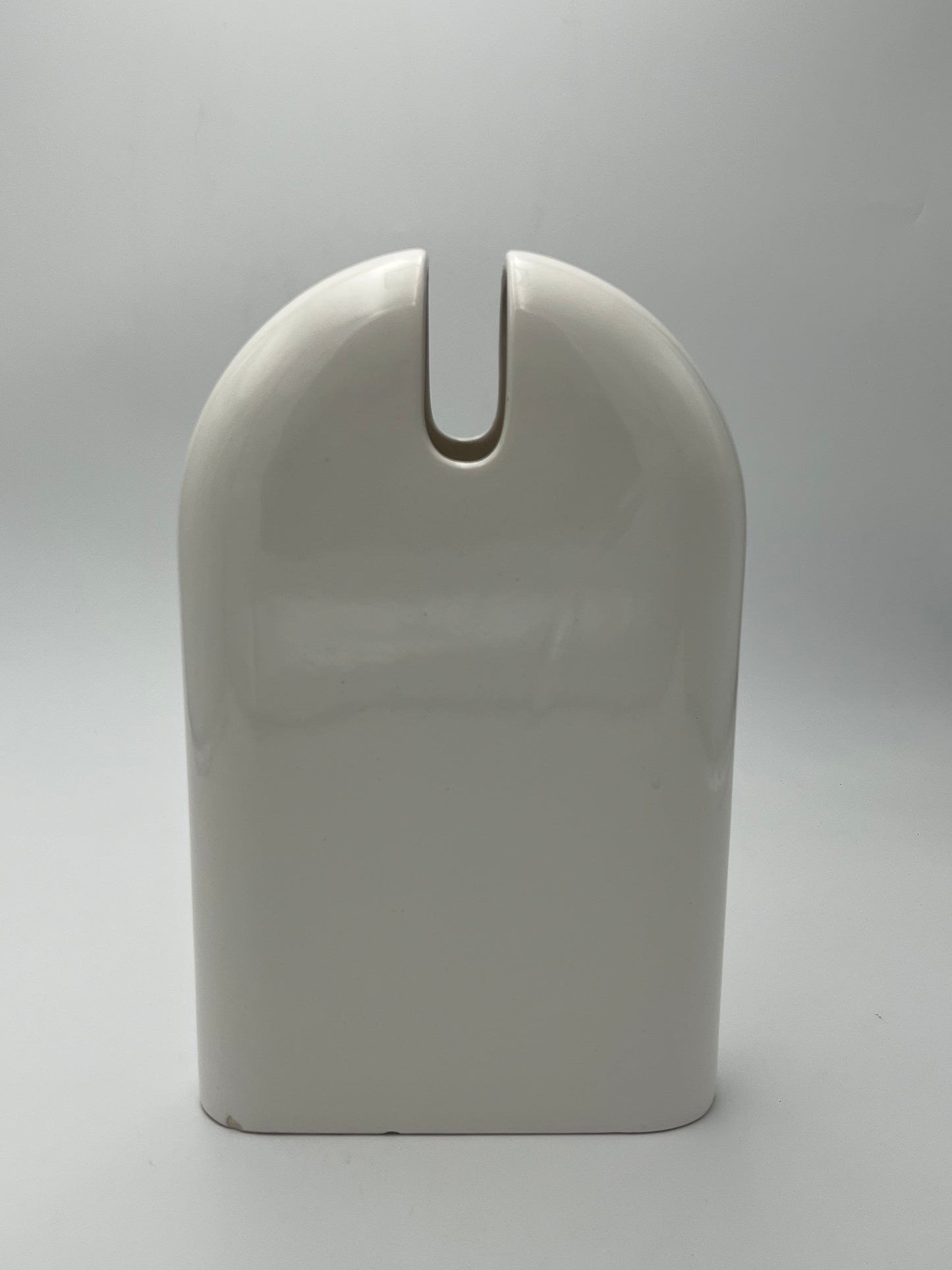 Vases blancs, trio, céramique, Sicart Cartigliano, Pino Spagnolo, Italie, 70s