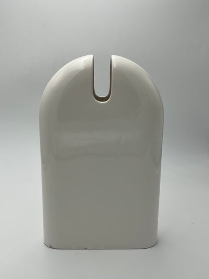 Vases blancs, trio, céramique, Sicart Cartigliano, Pino Spagnolo, Italie, 70s