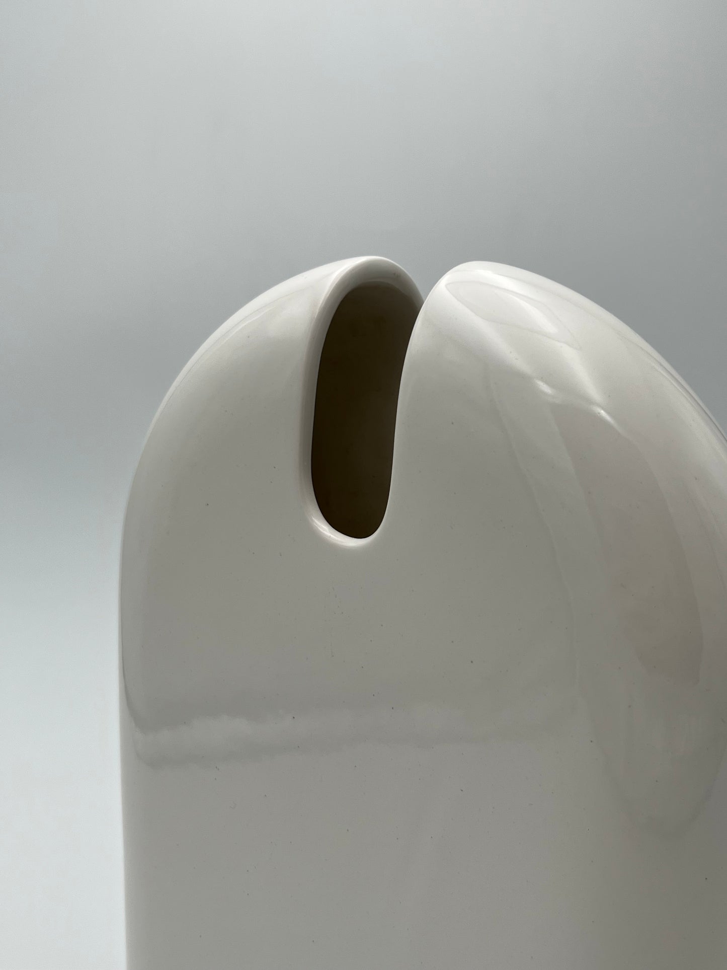Vases blancs, trio, céramique, Sicart Cartigliano, Pino Spagnolo, Italie, 70s