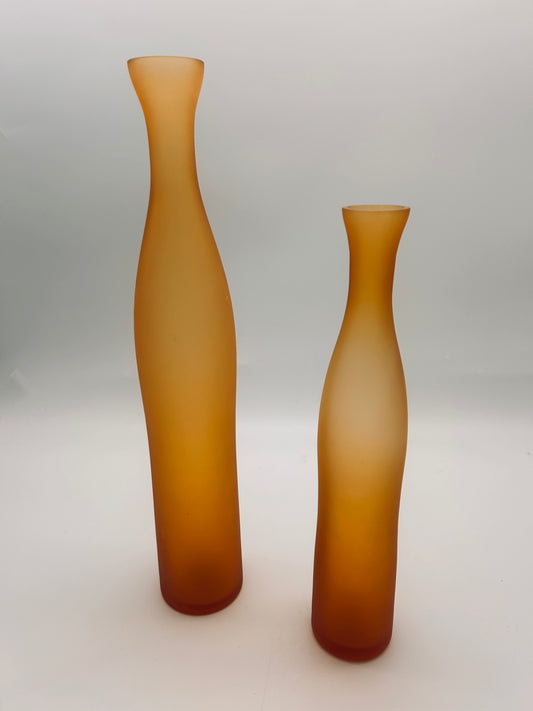 Paire de vases en verre soufflé ocre, Aquae, Cléto Munari, Vincenzo Nason, 70s