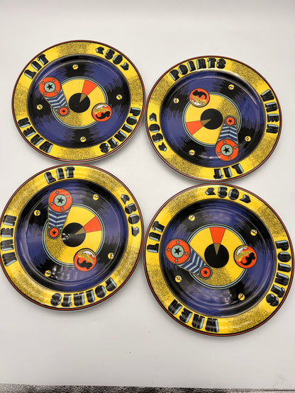 Assiettes plates BOPLA jaunes et bleues, "Flipper", Langenthal, 2000s