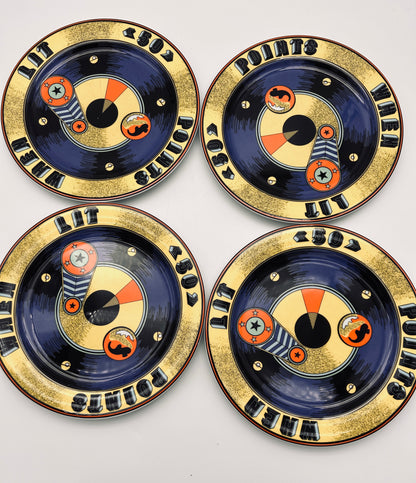 Assiettes plates BOPLA jaunes et bleues, "Flipper", Langenthal, 2000s