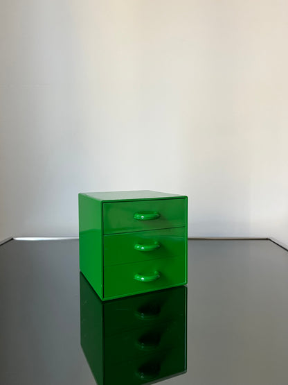 Boite de rangement verte à tiroirs Gedy, Italy, 70s