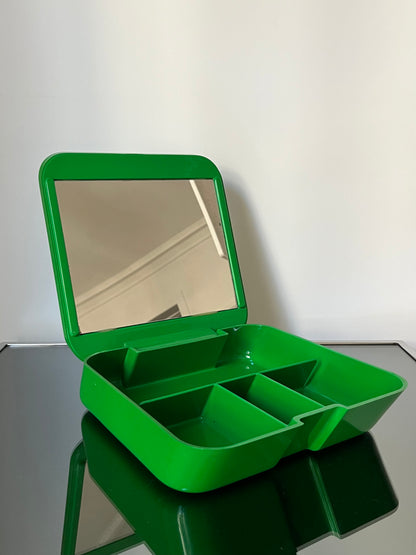 Coffret beauté vert avec miroir par Makio HASUIKE, Gedy, Italie, 70s