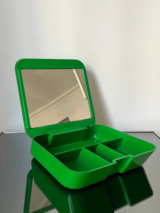Coffret beauté vert avec miroir par Makio HASUIKE, Gedy, Italie, 70s