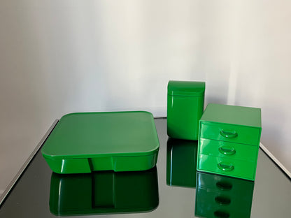 Coffret beauté vert avec miroir par Makio HASUIKE, Gedy, Italie, 70s