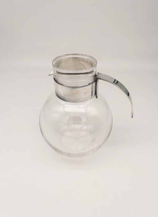 Carafe en verre et métal argenté, Ezilé, Lino Sabattini, 70s