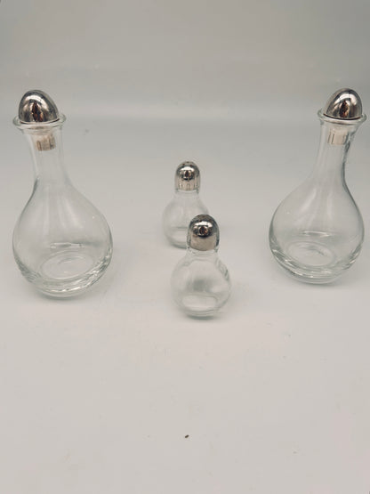 Set à Condiment verre et métal argenté, Lino Sabattini, 80s
