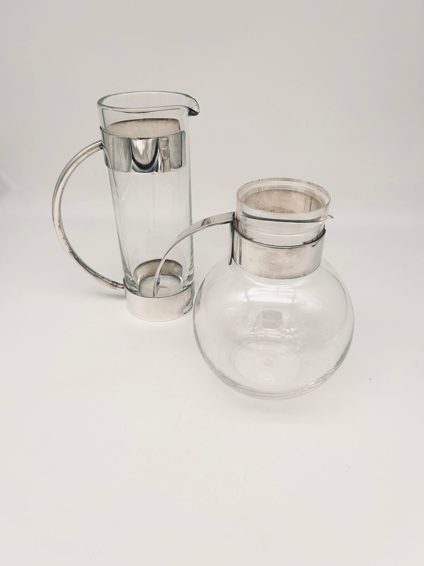 Carafe en verre et métal argenté, Lino Sabattini, 70s