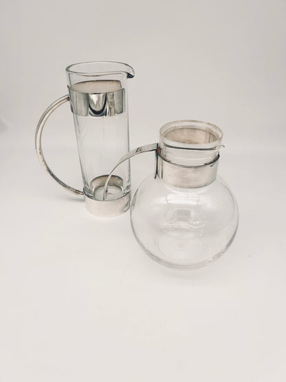 Carafe en verre et métal argenté, Lino Sabattini, 70s