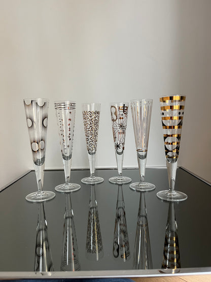 Flûtes à champagne stylisées dorées, RITZENHOFF, 2000s