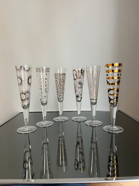 Flûtes à champagne stylisées dorées, RITZENHOFF, 2000s