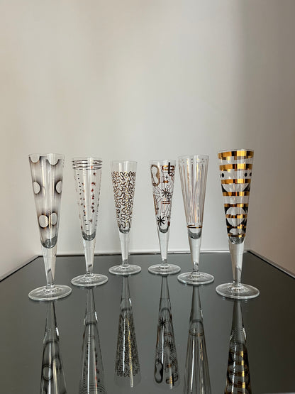 Flûtes à champagne stylisées dorées, RITZENHOFF, 2000s