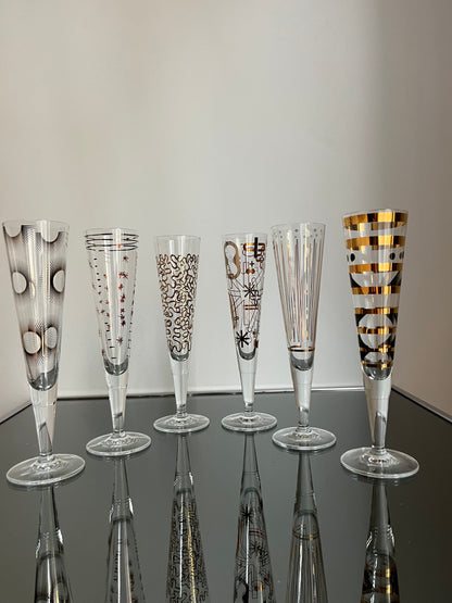 Flûtes à champagne stylisées dorées, RITZENHOFF, 2000s