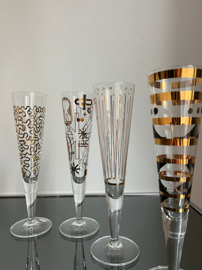 Flûtes à champagne stylisées dorées, RITZENHOFF, 2000s