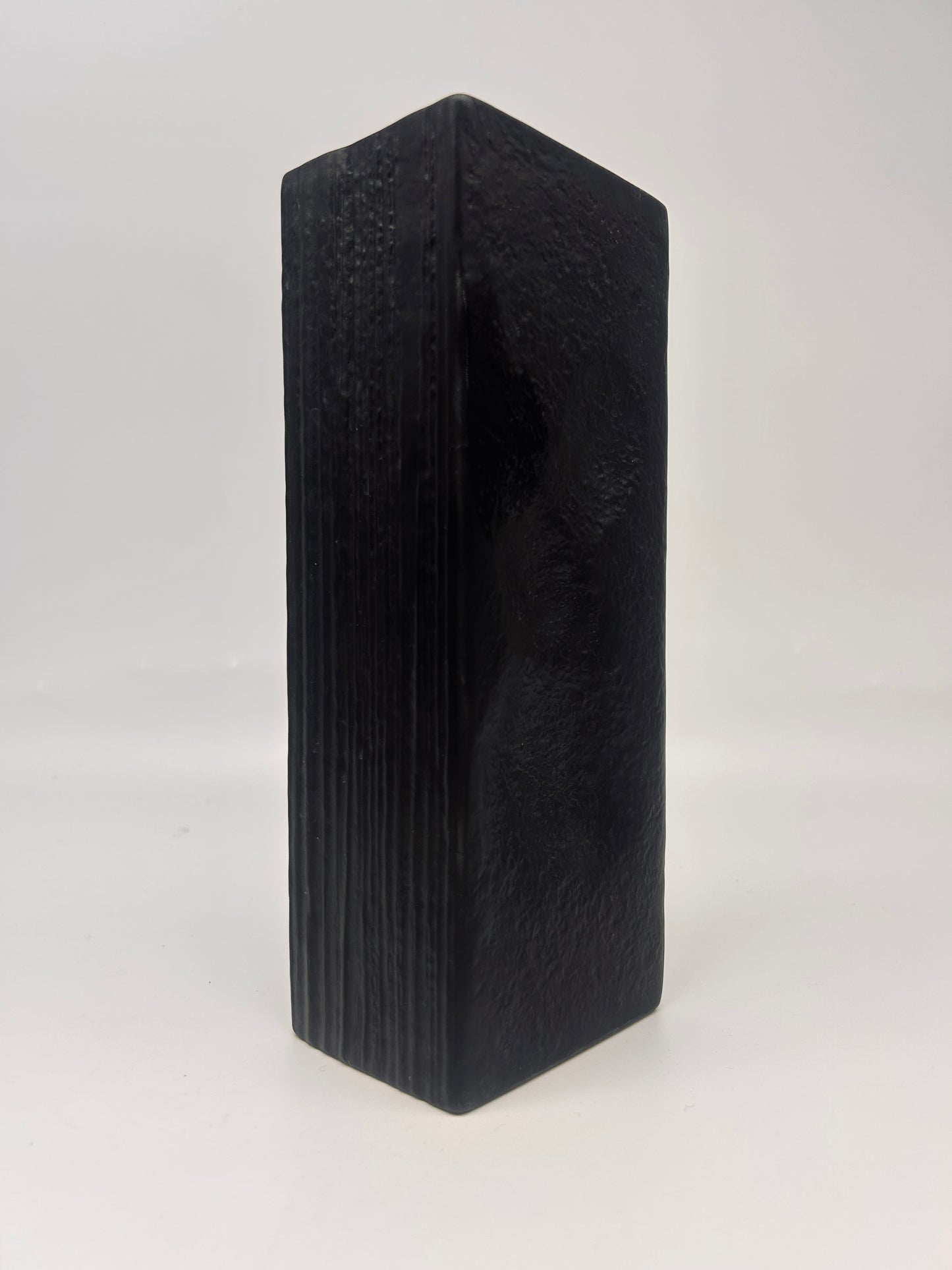 Vase noir op art, motif rayures et crépi, Martin Freyer, Rosenthal, 70s