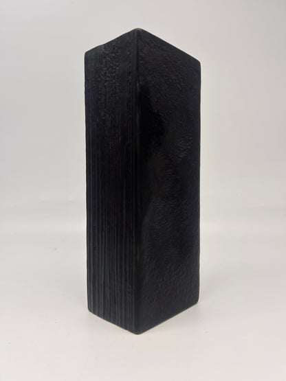 Vase noir op art, motif rayures et crépi, Martin Freyer, Rosenthal, 70s