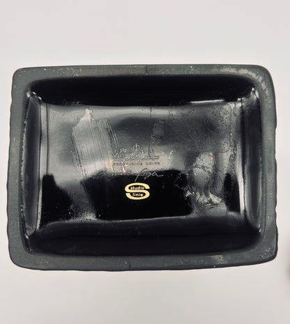 Vase noir op art, motif rayures et crépi, Martin Freyer, Rosenthal, 70s