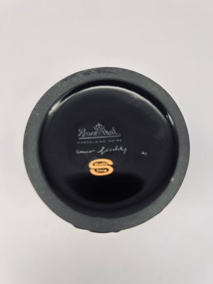 Vase noir mat cylindrique, motif totem, Cuno Fischer, Rosenthal, 70s