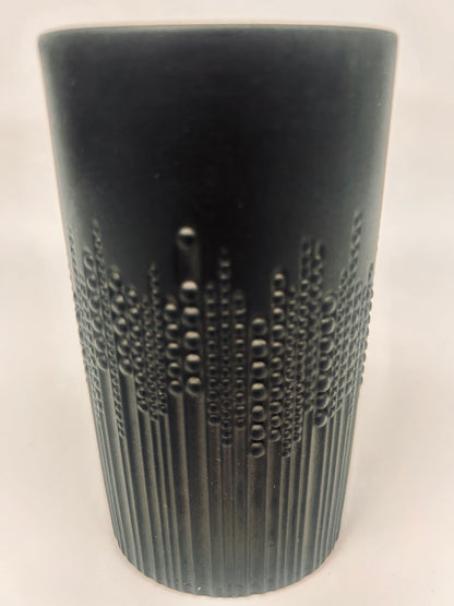 Vase noir mat ovale motif pointillés, "perls drop", Tapio Wirkkala,Rosenthal, 70s