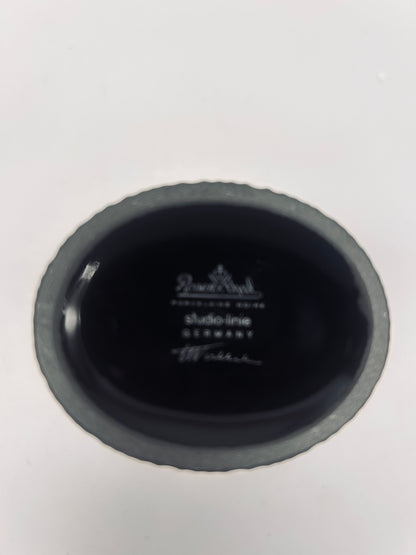 Vase noir mat ovale motif pointillés, "perls drop", Tapio Wirkkala,Rosenthal, 70s